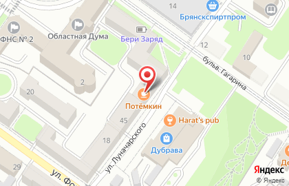 Магазин товаров для творчества АртБульвар на улице Луначарского на карте