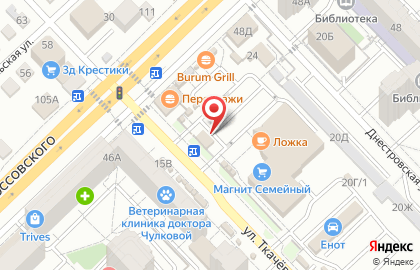 Кафе быстрого питания Subway в Центральном районе на карте