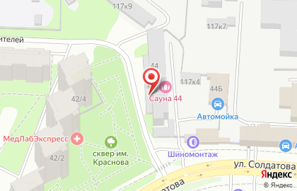 Аква клуб на улице Солдатова на карте