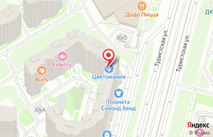 Цветочный салон Цветомания на Туристской улице на карте