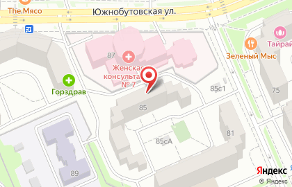 Первая полоса на Южнобутовской улице на карте