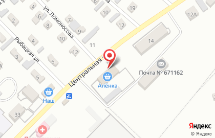 Продуктовый магазин Аленка на Центральной улице на карте