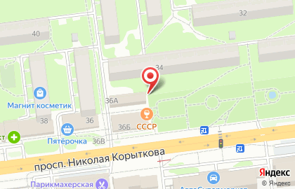 Киоск по продаже фруктов и овощей на проспекте Николая Корыткова на карте