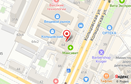Амбар на Кольцовской улице на карте