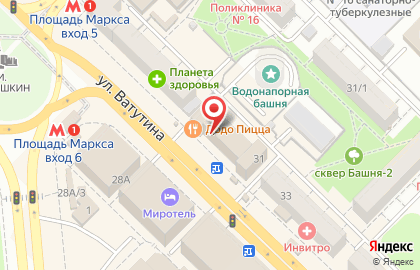 Ресторан быстрого обслуживания Вилка-Ложка на площади Карла Маркса на карте