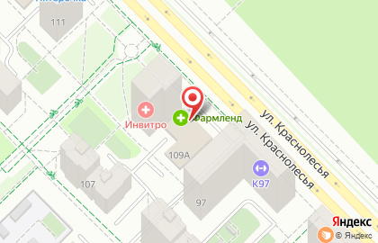 Супермаркет Верный на улице Краснолесья на карте