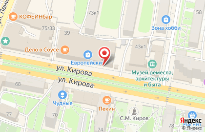 Магазин одежды из кожи и меха Снежный барс на улице Кирова на карте