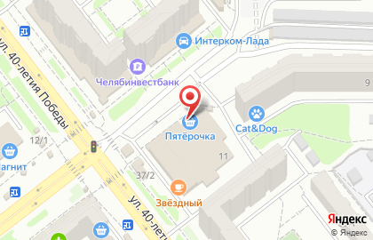 Супермаркет Пятёрочка на улице 250-летия Челябинска на карте