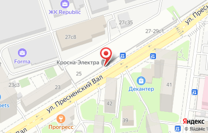 Кросна-банк на улице Пресненский Вал на карте