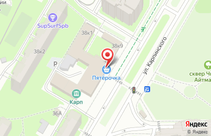 Магазин горячей выпечки и мороженого на улице Карпинского на карте