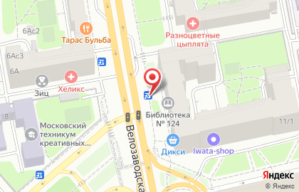 Киоск по продаже печатной продукции, Южнопортовый район на Велозаводской улице на карте