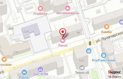 Центр красоты L`anza на улице Луначарского на карте