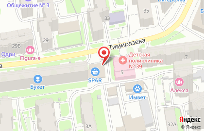 Супермаркет Spar на улице Тимирязева на карте