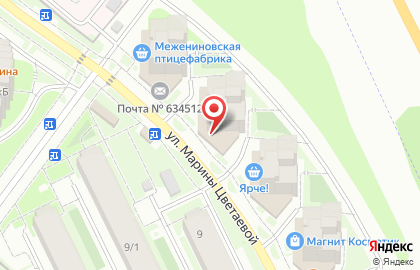 Универсам Пятёрочка на улице Марины Цветаевой на карте