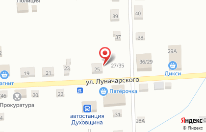 Супермаркет Дикси на улице Луначарского на карте