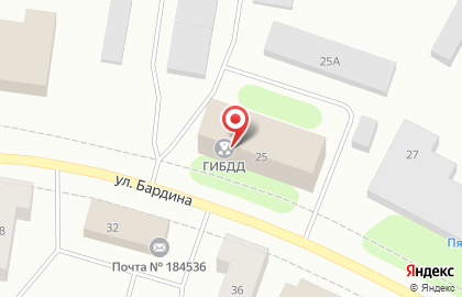 Оленегорский межмуниципальный отдел МВД России на улице Бардина на карте
