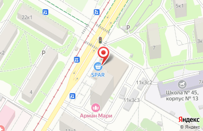 Супермаркет Eurospar на метро Академическая на карте